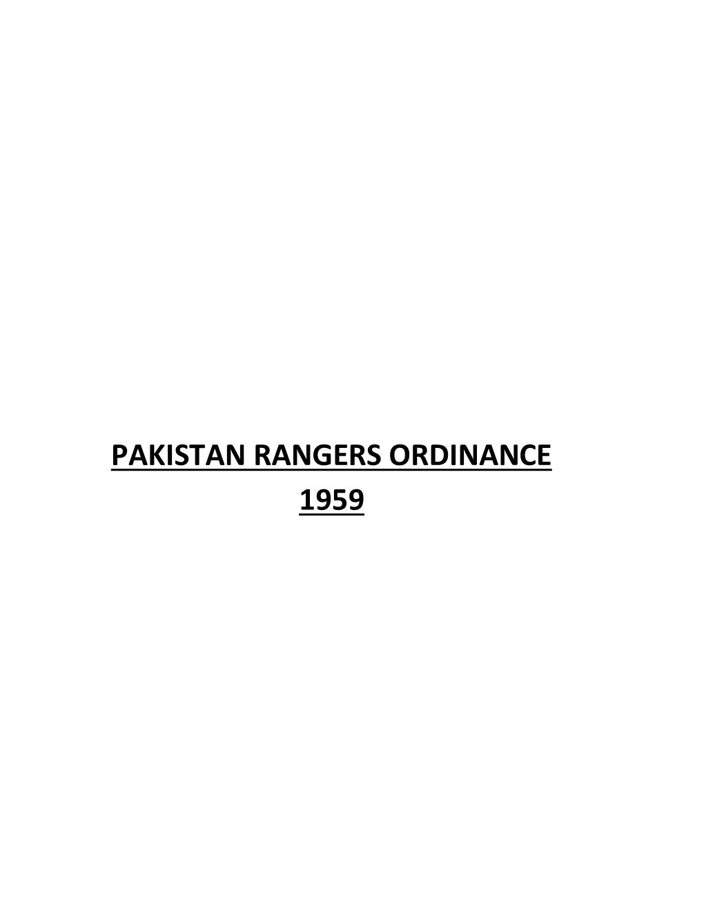 Pakistan Rangers Ordinance 1959