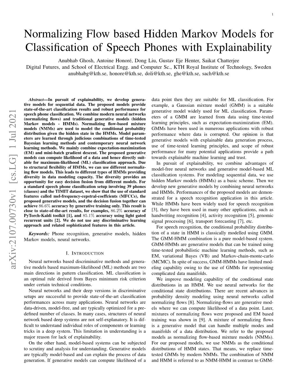 Normalizing Flow Based Hidden Markov Models for Classification Of