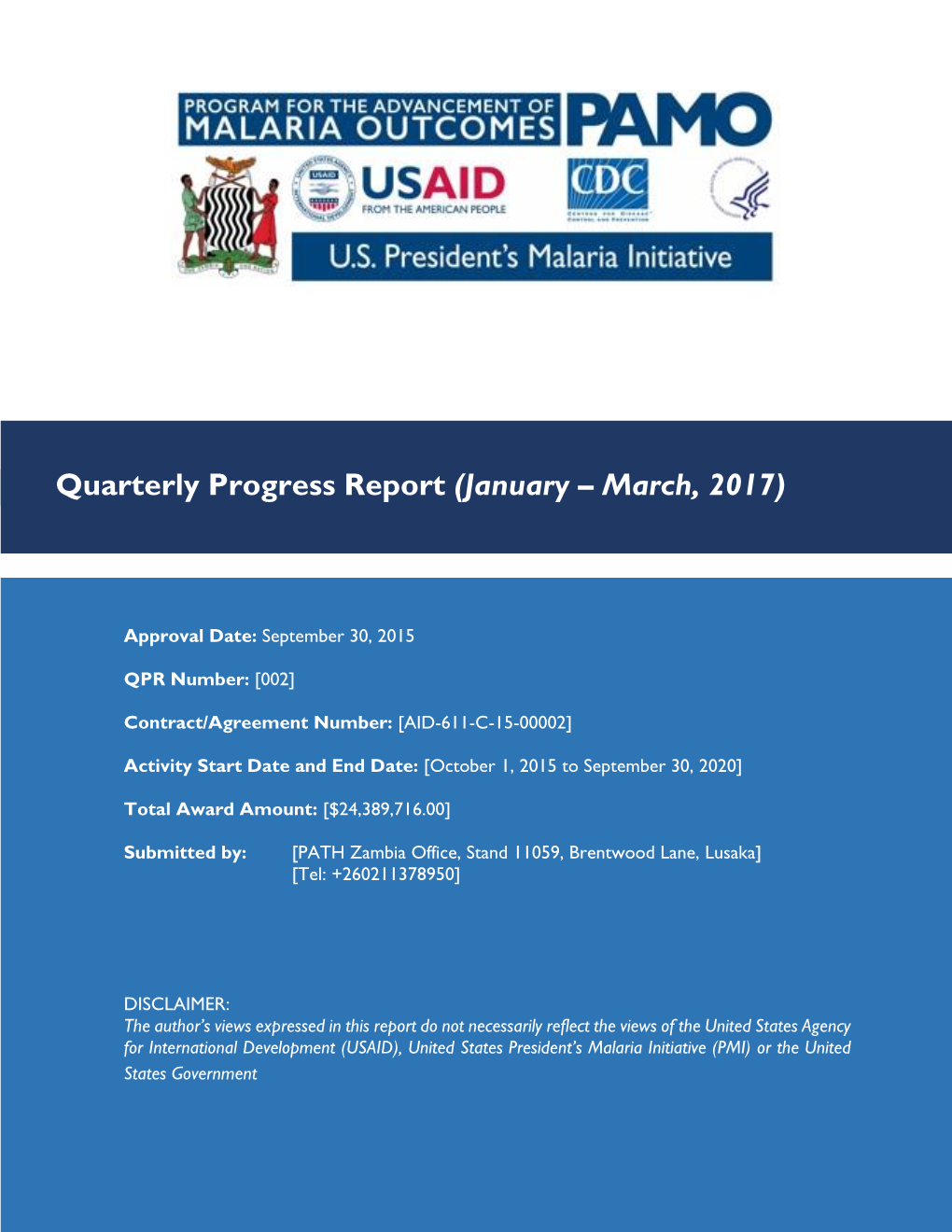 Quarterly Progress Report (January – March, 2017)