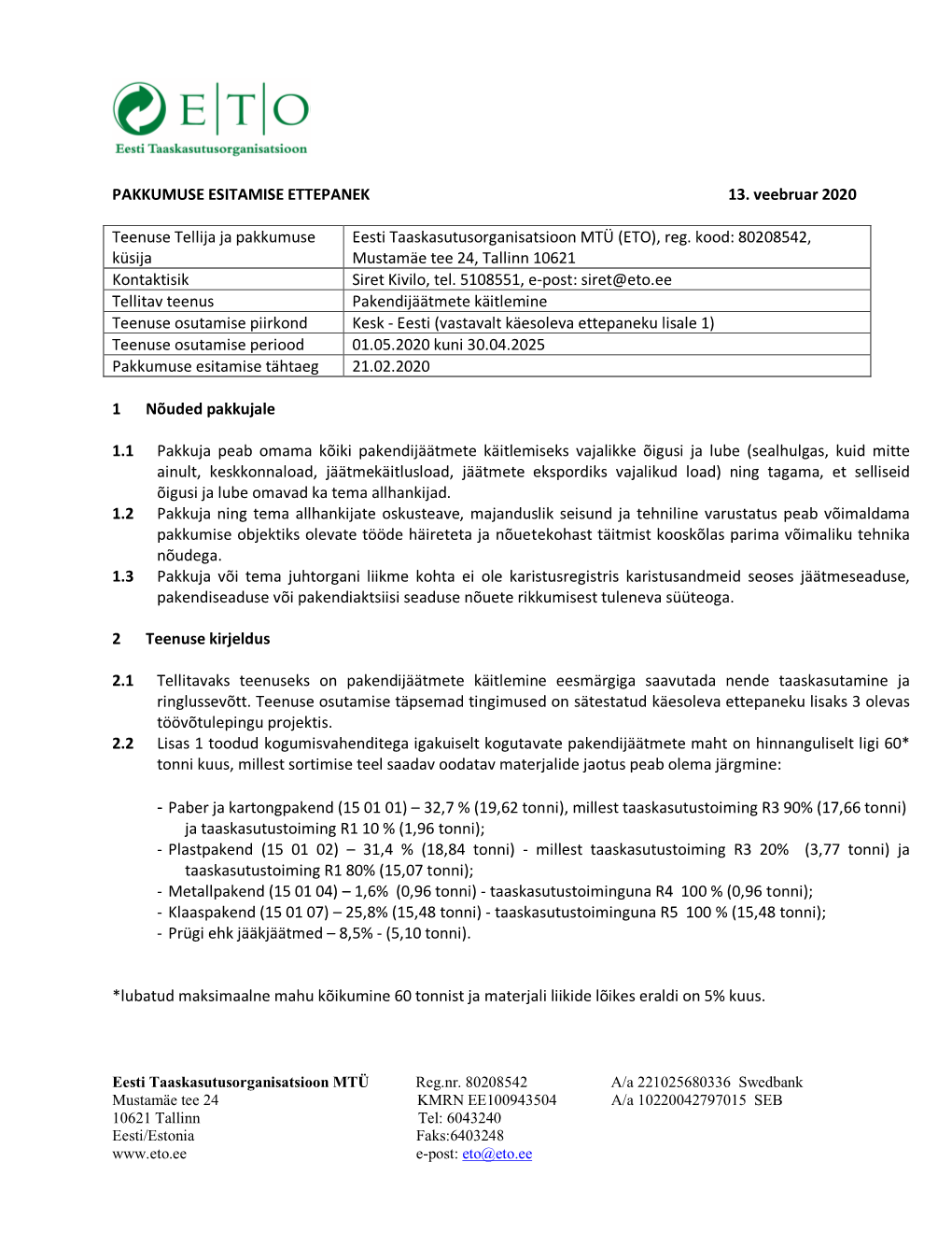 13.02.2020 Pakkumuse Kutse Kesk-Eesti