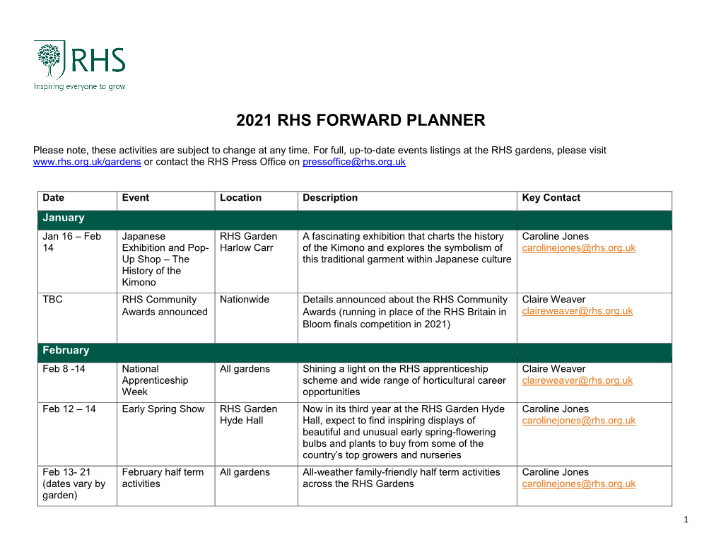 2021 Rhs Forward Planner