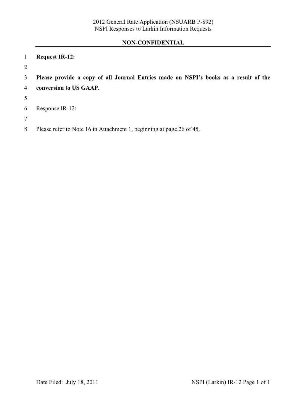 2012 General Rate Application (NSUARB P-892) NSPI Responses to Larkin Information Requests