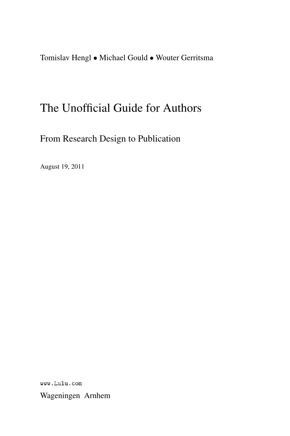 The Unofficial Guide for Authors