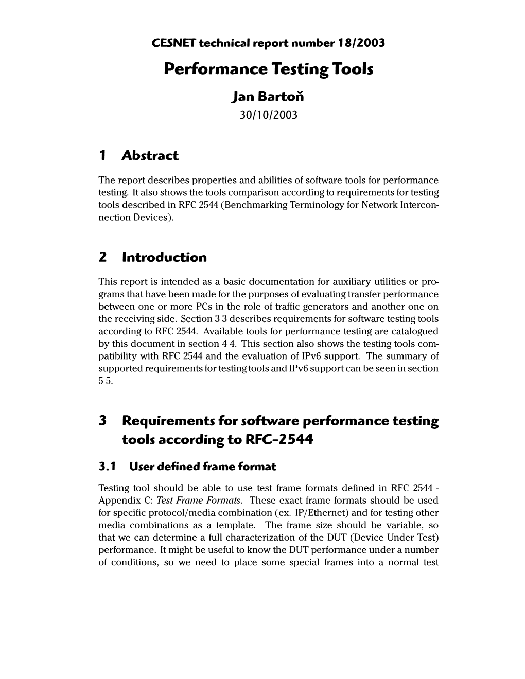 Performance Testing Tools Jan Bartoň 30/10/2003