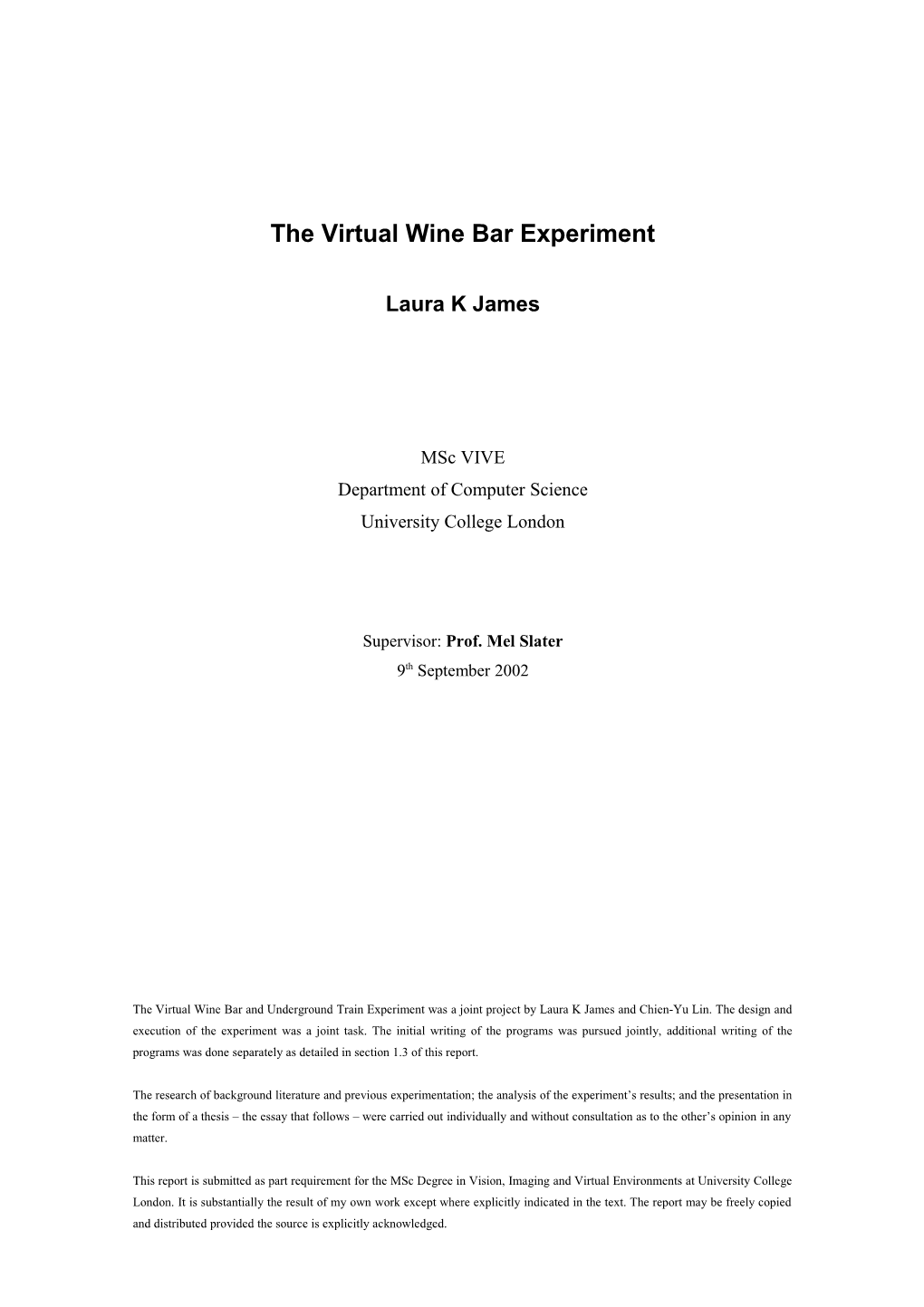 The Virtual Wine Bar Experiment