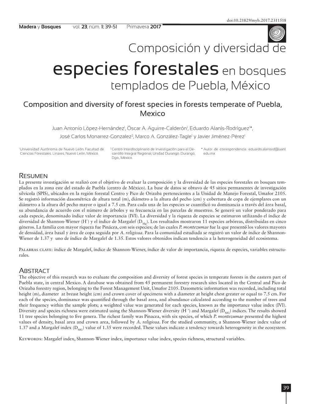 Anatomía De La Madera De Tres Especies De Mimosa