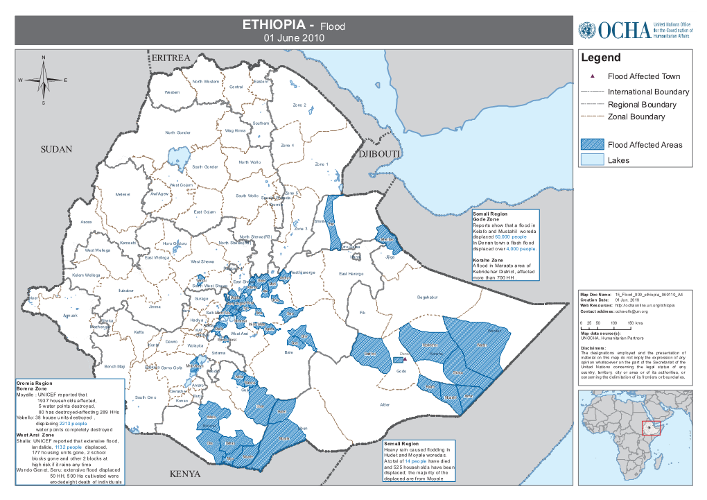 ETHIOPIA - Flood 01 June 2010 ERITREA Legend