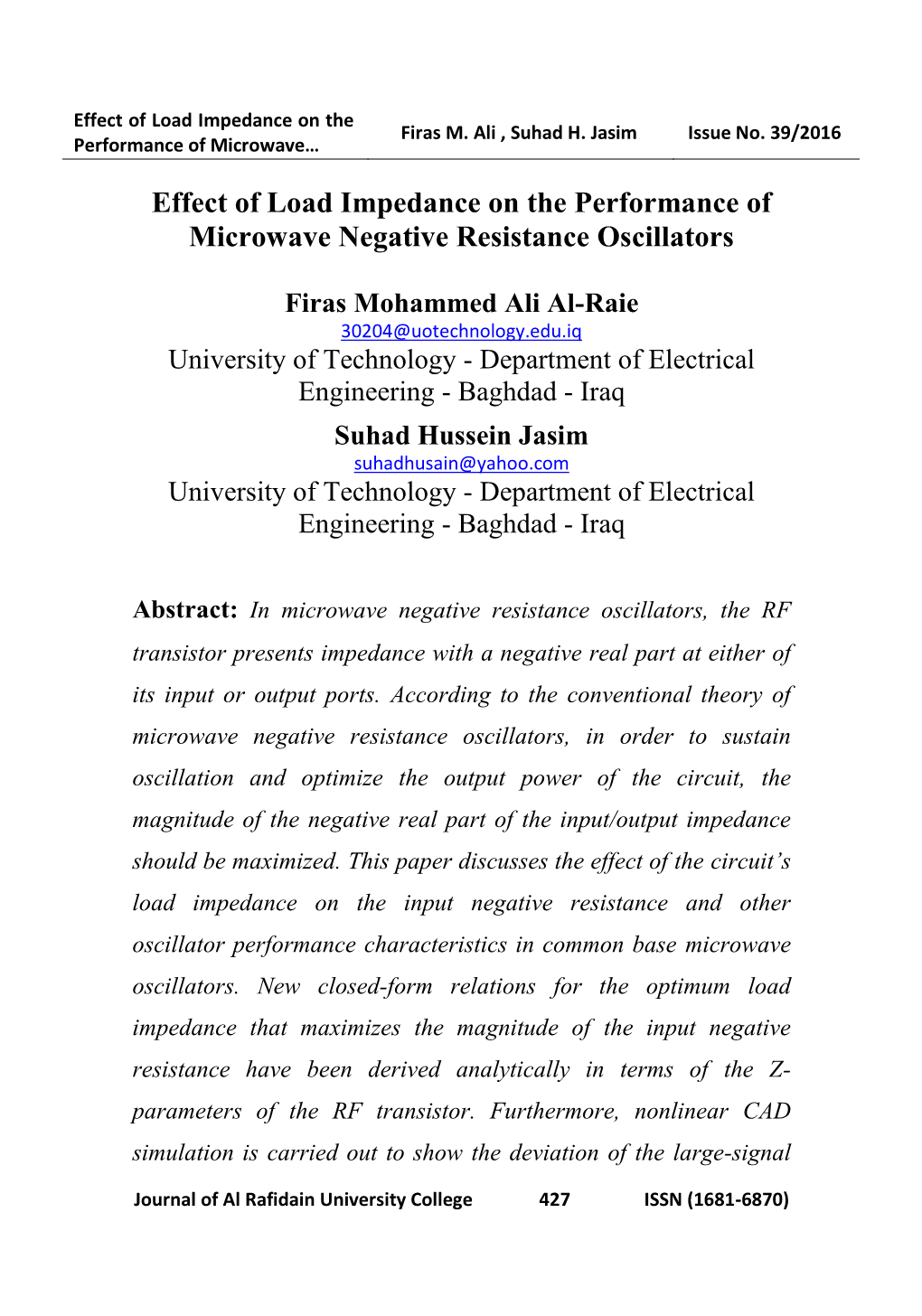 Effect of Load Impedance on the Performance of Microwave Negative Resistance Oscillators