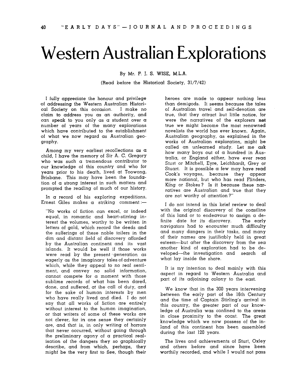 Western Australian Explorations