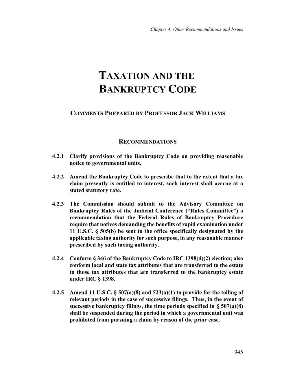 Taxation and the Bankruptcy Code