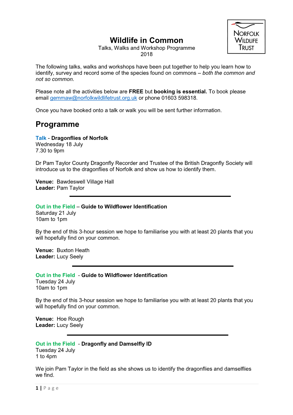 Wildlife in Common Programme