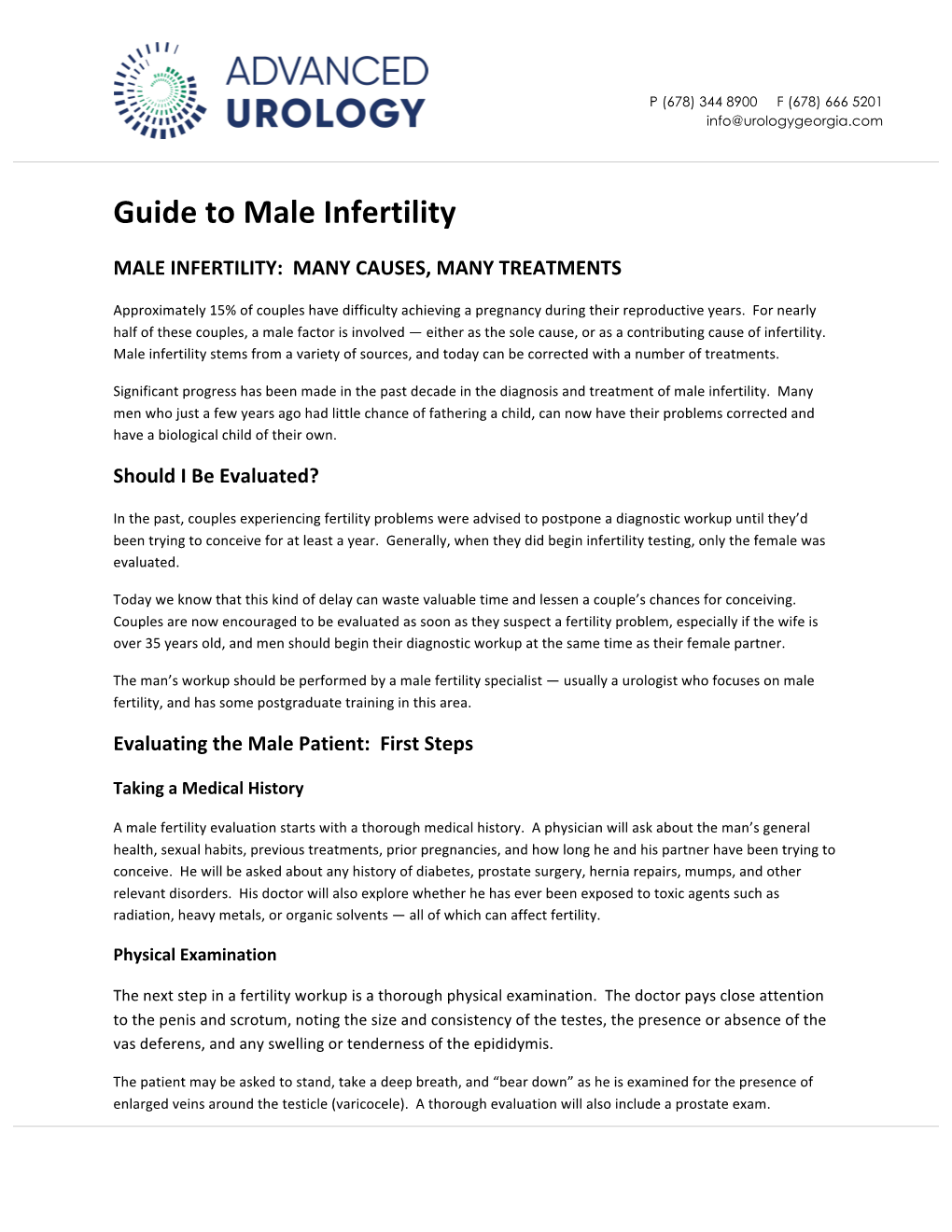 Guide to Male Infertility