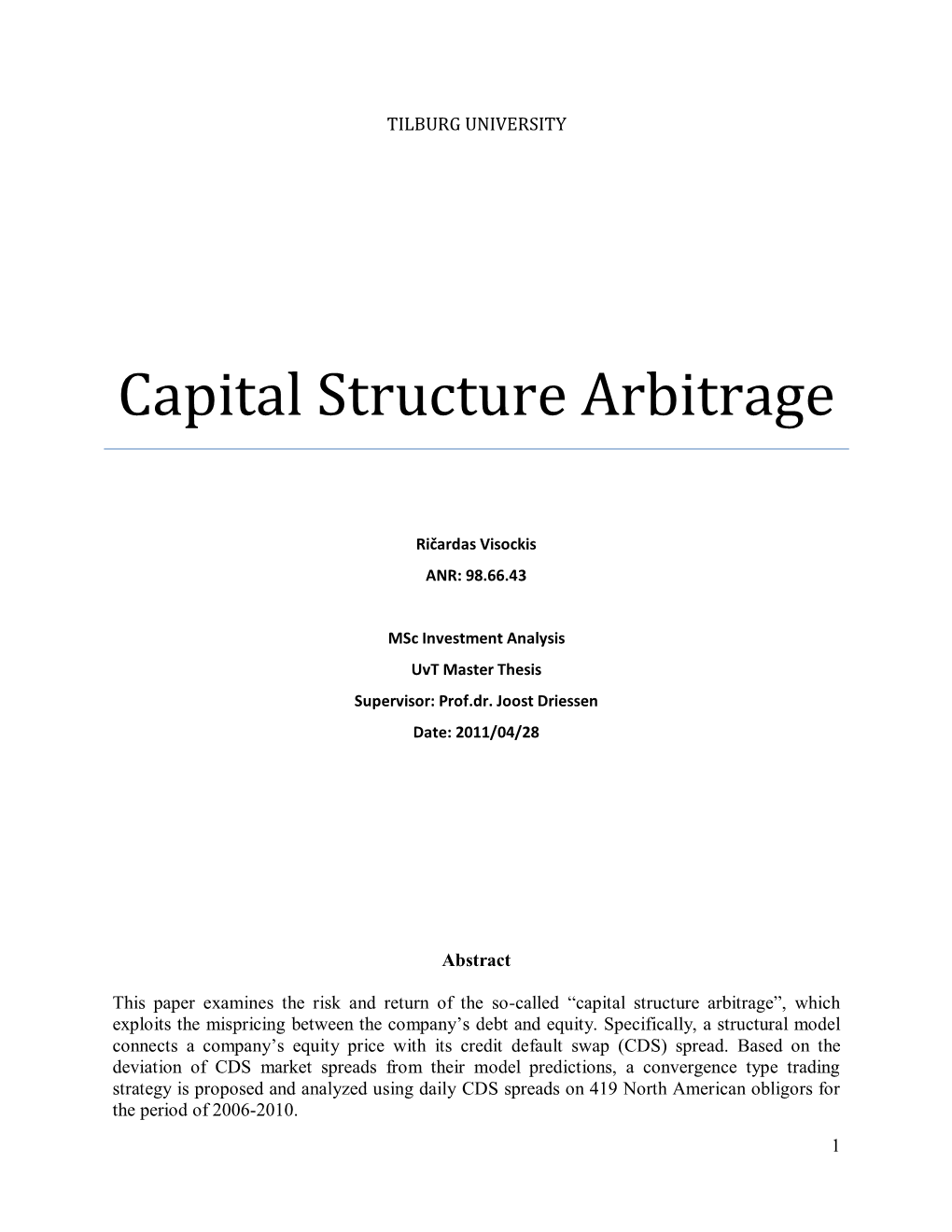 Capital Structure Arbitrage