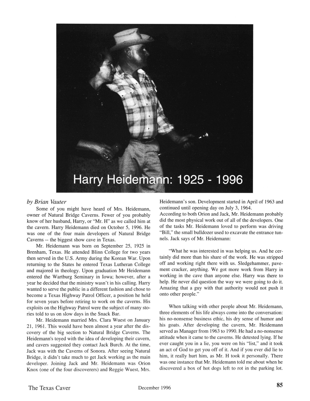 Harry Heidemann Died on October 5, 1996