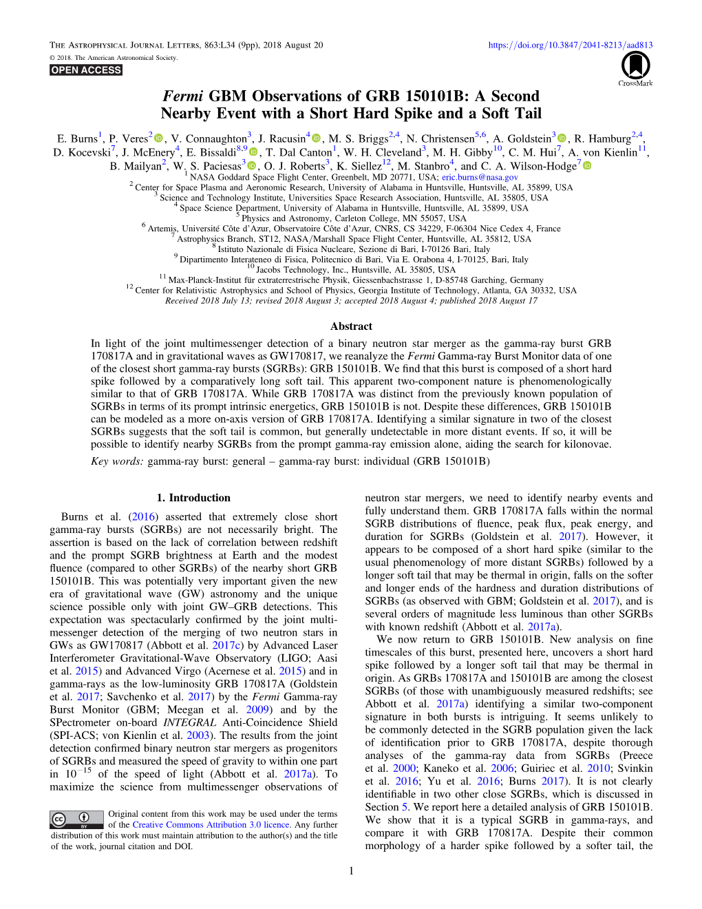 Fermi GBM Observations of GRB 150101B: a Second Nearby Event with a Short Hard Spike and a Soft Tail