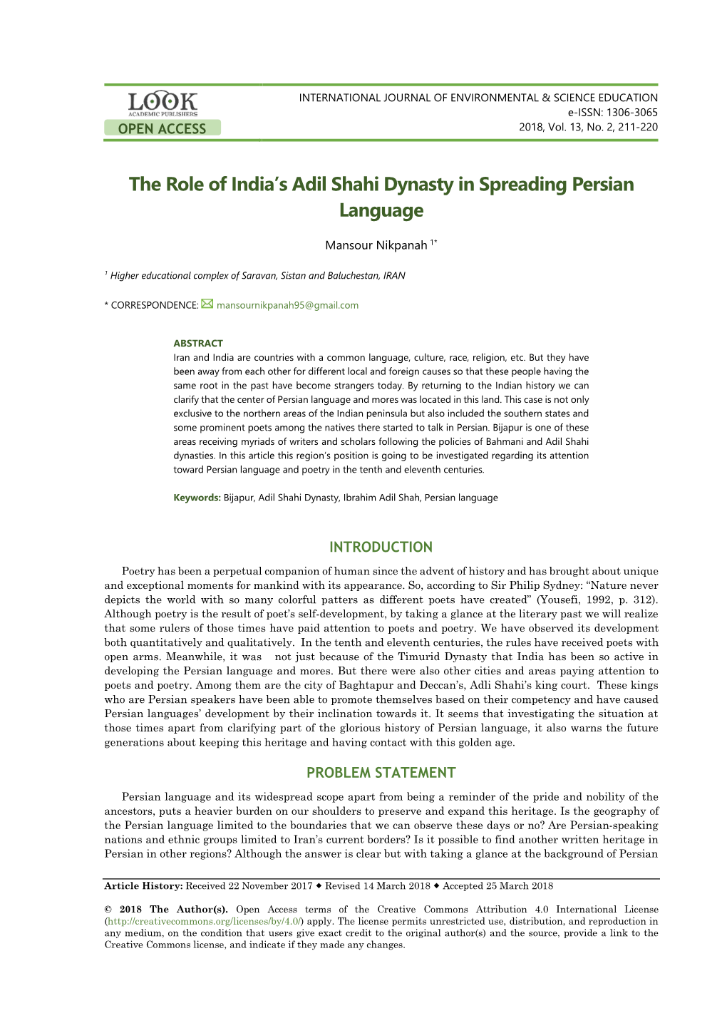 The Role of India's Adil Shahi Dynasty in Spreading Persian Language