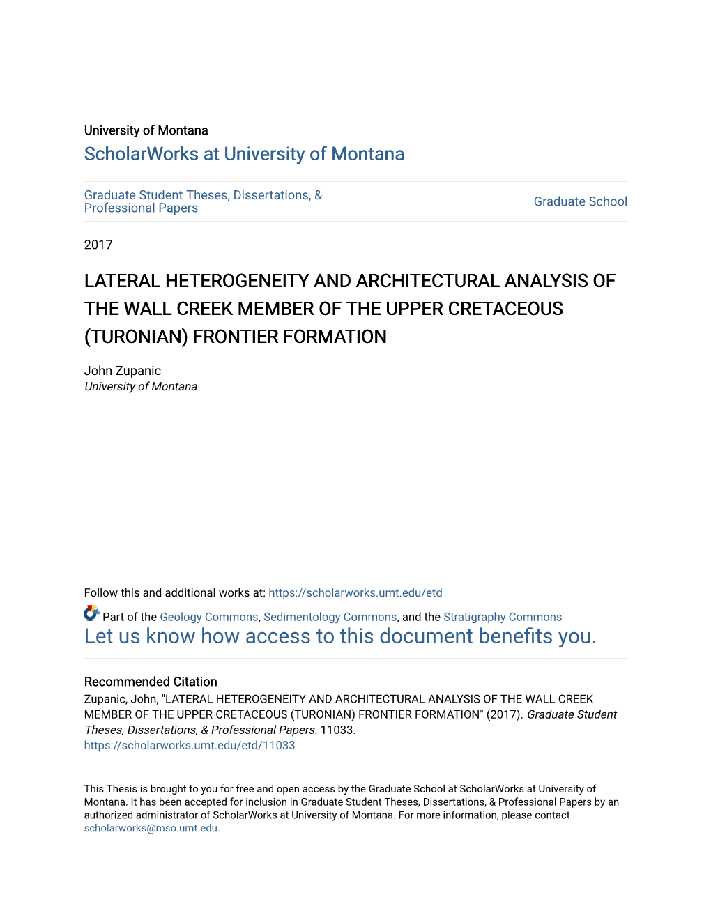 Lateral Heterogeneity and Architectural Analysis of the Wall Creek Member of the Upper Cretaceous (Turonian) Frontier Formation