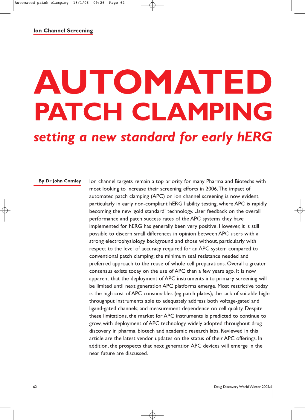 Automated Patch Clamping 18/1/06 09:26 Page 62