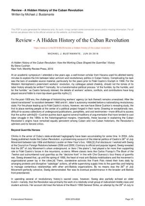 A Hidden History of the Cuban Revolution Written by Michael J