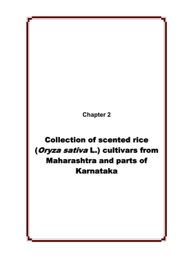 Collection of Scented Rice (Oryza Sativa L.) Cultivars from Maharashtra and Parts of Karnataka