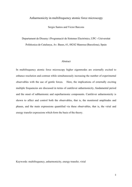 Anharmonicity in Multifrequency Atomic Force Microscopy