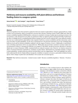 Herbivory and Resource Availability Shift Plant Defense and Herbivore Feeding Choice in a Seagrass System
