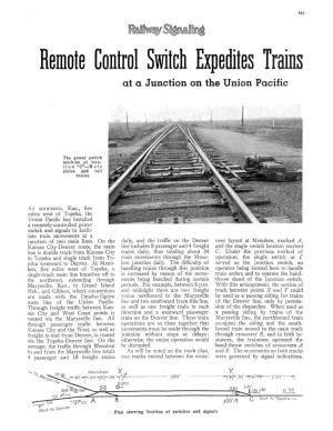 Remote Control Switch Expedites Trains at a Junction on the Union Pacific