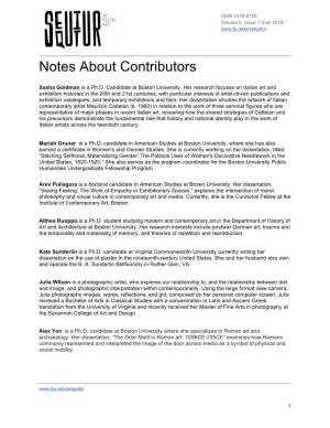 Notes About Contributors