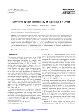 Early Time Optical Spectroscopy of Supernova SN 1998S