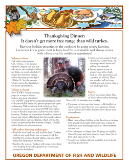 Thanksgiving Dinner: It Doesn't Get More Free Range Than Wild Turkey