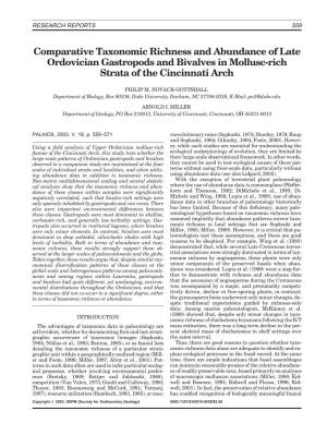 Comparative Taxonomic Richness and Abundance of Late Ordovician Gastropods and Bivalves in Mollusc-Rich Strata of the Cincinnati Arch