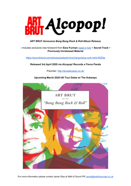 ART BRUT Announce ​Bang Bang Rock & Roll​ Album Reissue