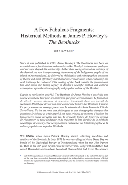 Historical Methods in James P. Howley's the Beothucks