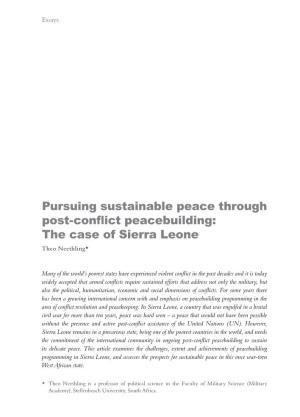 Pursuing Sustainable Peace Through Post-Conflict Peacebuilding