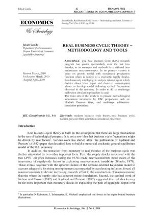 Real Business Cycle Theory – Methodology and Tools, Economics & Sociology, Vol