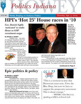 Hot 25’ House Races in ‘10 Gov