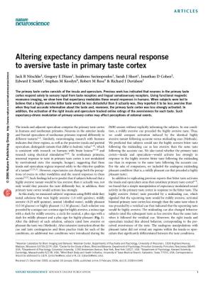 Altering Expectancy Dampens Neural Response to Aversive Taste in Primary Taste Cortex