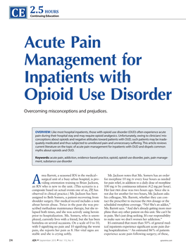 Acute Pain Management for Inpatients with Opioid Use Disorder