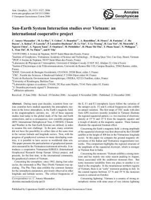 Sun-Earth System Interaction Studies Over Vietnam: an International Cooperative Project