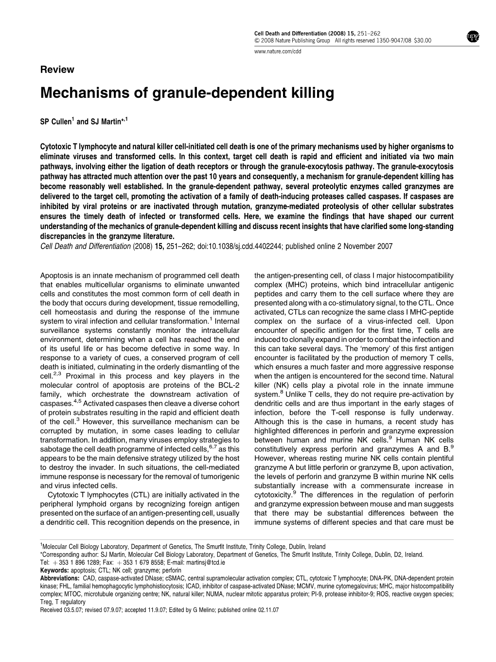 Mechanisms of Granule-Dependent Killing