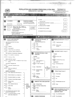Malaysia 2000 Enumeration Form