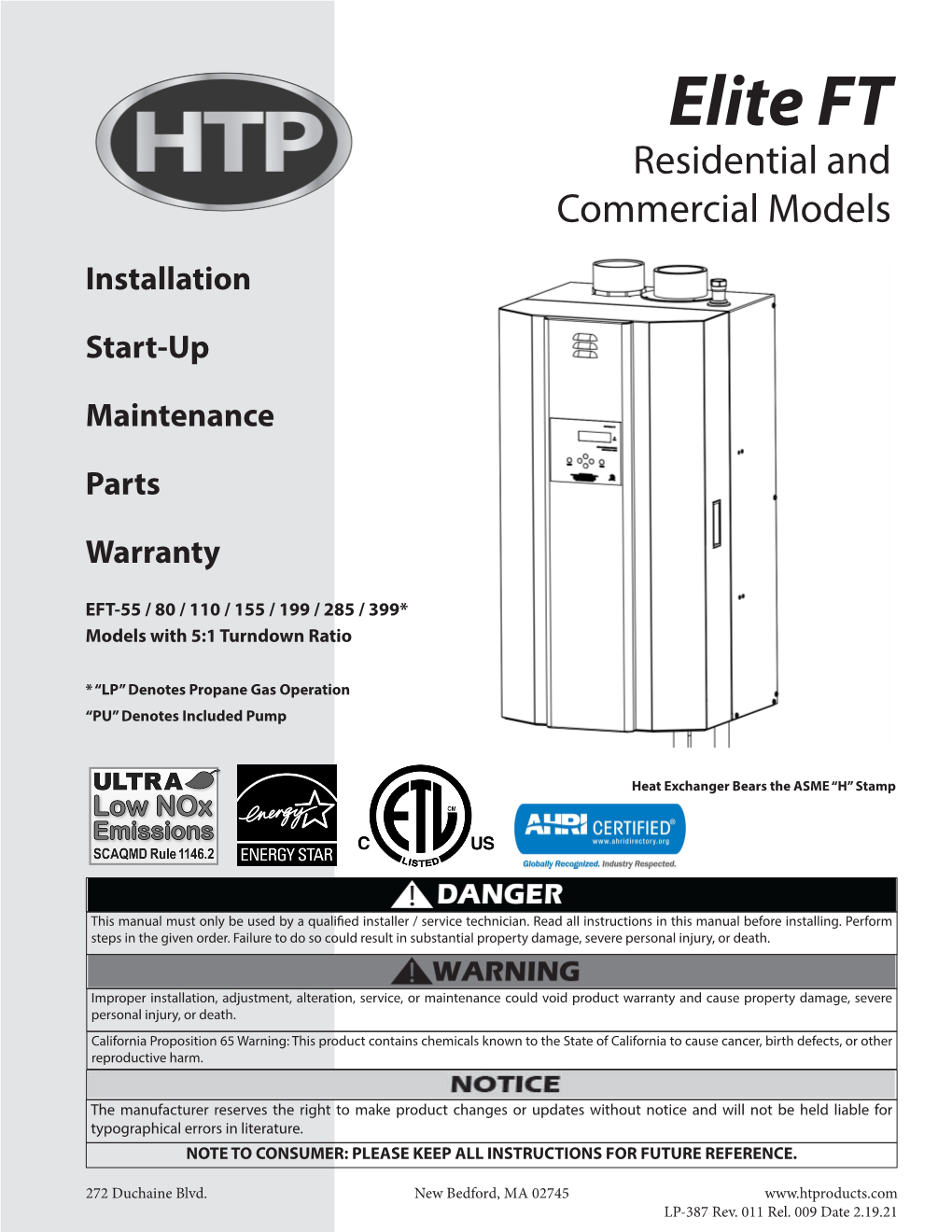 Installation Manual and Warranty Condensate Level and Prevents Condensate from Backing up Into the • CSD-1 Form Combustion System