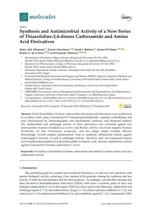 Synthesis and Antimicrobial Activity of a New Series of Thiazolidine-2,4-Diones Carboxamide and Amino Acid Derivatives