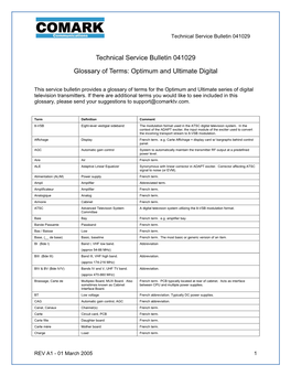 Technical Service Bulletin 041029