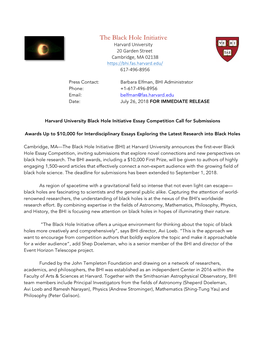 The Black Hole Initiative Harvard University 20 Garden Street Cambridge, MA 02138 617-496-8956