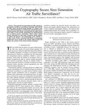 Can Cryptography Secure Next Generation Air Traffic Surveillance?