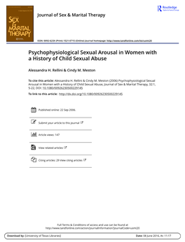 Psychophysiological Sexual Arousal in Women with a History of Child Sexual Abuse