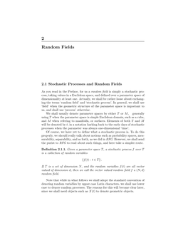 2.1 Stochastic Processes and Random Fields