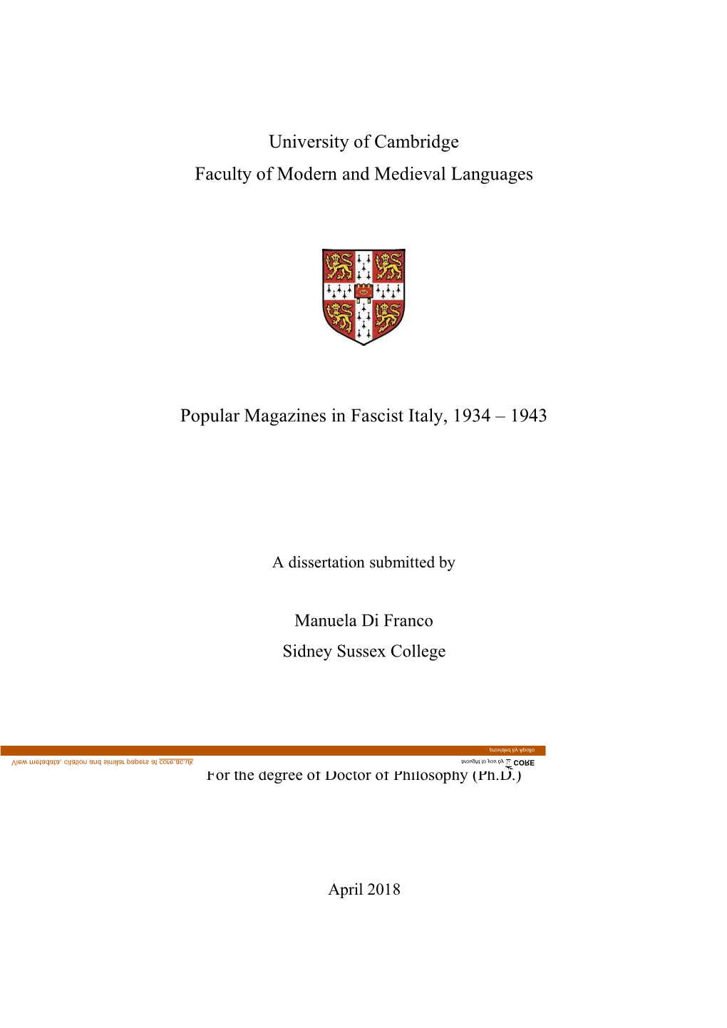 University of Cambridge Faculty of Modern and Medieval Languages