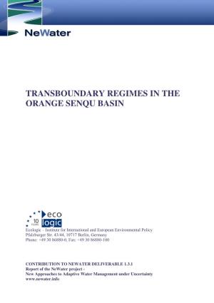 Transboundary Regimes in the Orange Senqu Basin